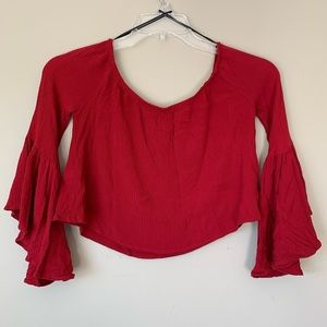 Red Off the Shoulder Crop Top XS